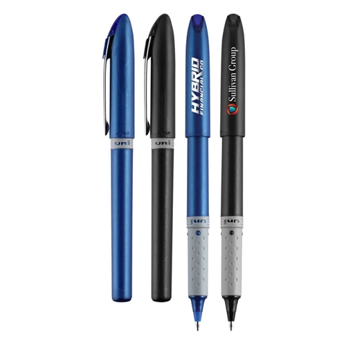 custom printed promotional uni-ball roller grip gel pens with logo and advertising message